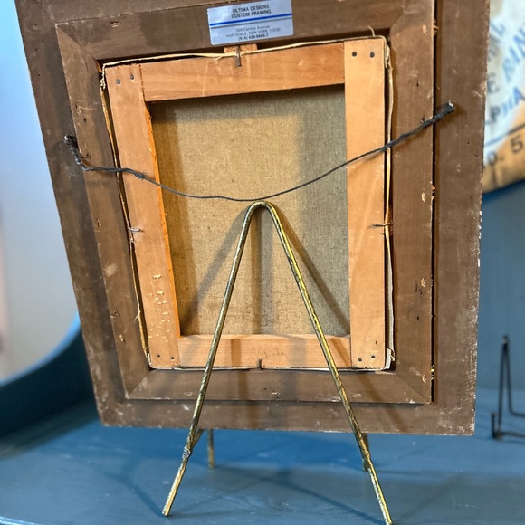 Signed “unknown” Vintage Framed Oil Painting, Girl With Big Eyes (Floral) - Picture 3 of 11